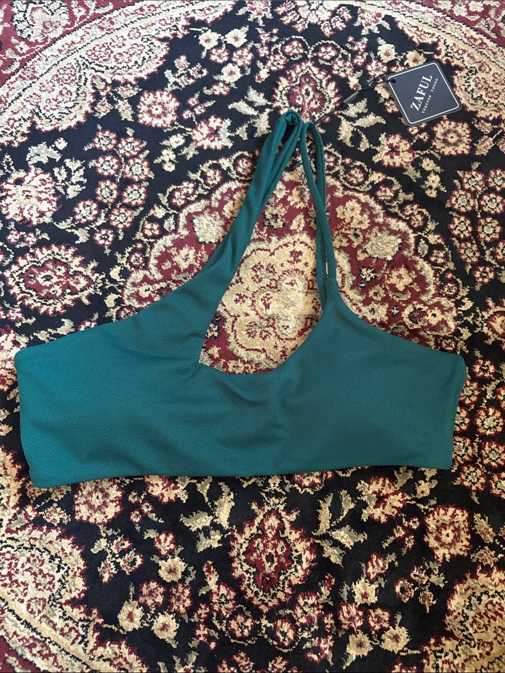 Zaful Green Asymmetrical Bikini Top, size 6.  New